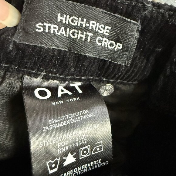 OAT NY Womens Black Corduroy High Rise Straight Leg Cropped Raw Hem Pant Size 27 - Picture 8 of 10